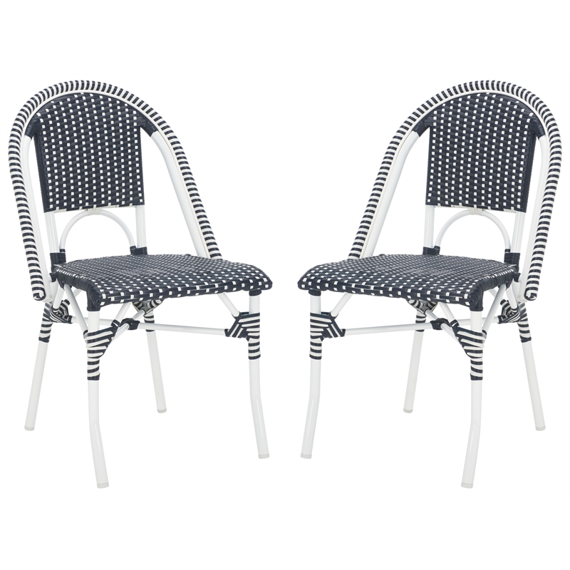 Safavieh Torino Aluminum Side Chair Set Of 2 in Navy / White