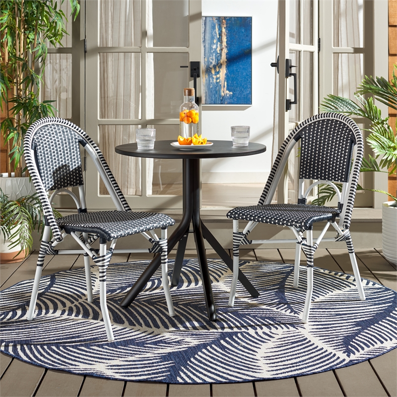 Safavieh Torino Aluminum Side Chair Set Of 2 in Navy / White