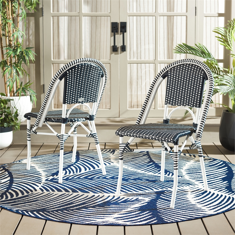Safavieh Torino Aluminum Side Chair Set Of 2 in Navy / White