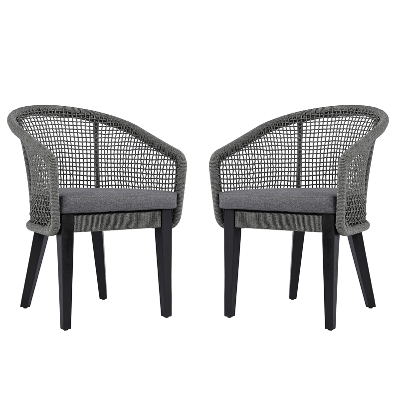 Safavieh Saxon Wood and Aluminum Rope Chair Set Of 2 in Gray