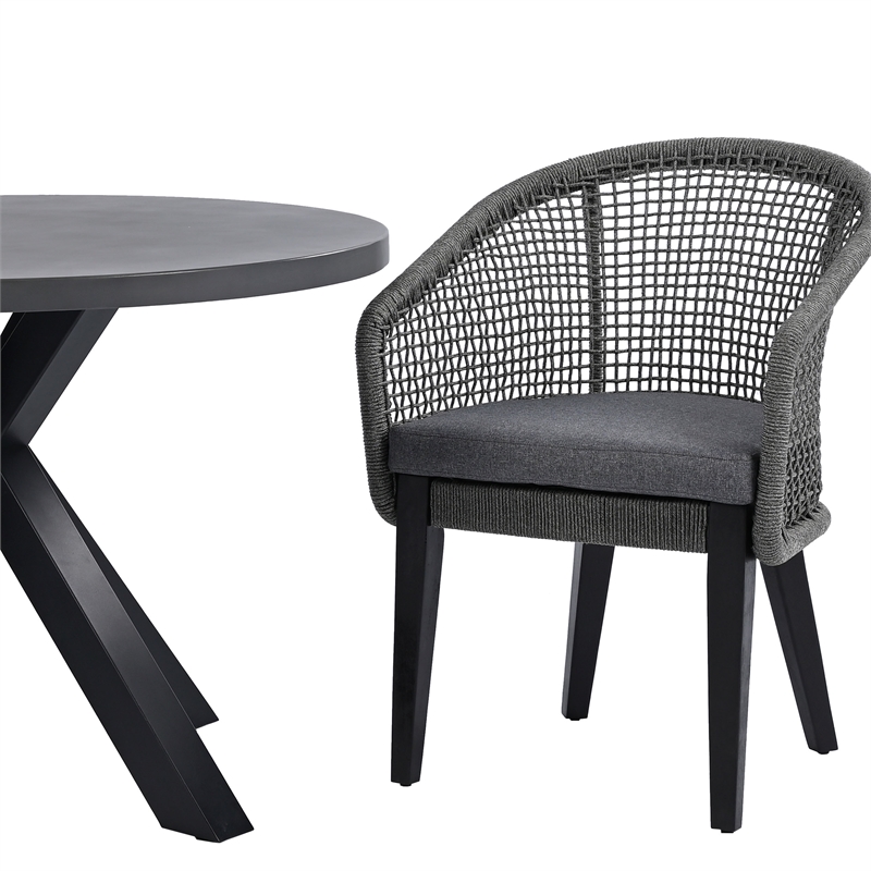 Safavieh Saxon Wood and Aluminum Rope Chair Set Of 2 in Gray