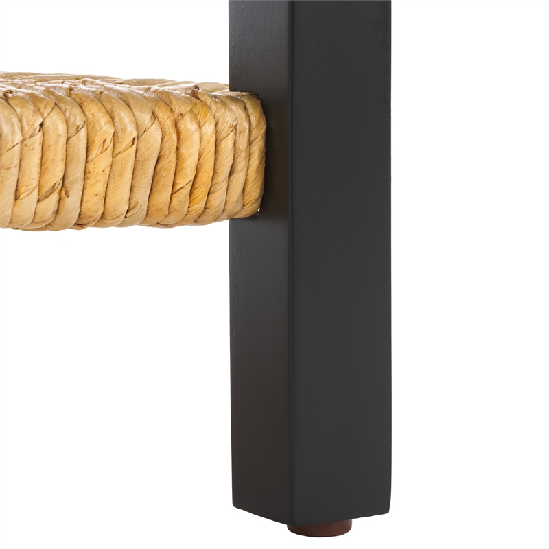 Safavieh Berlynne Wood and Banana Stem Shelf Nightstand in Black / Natural