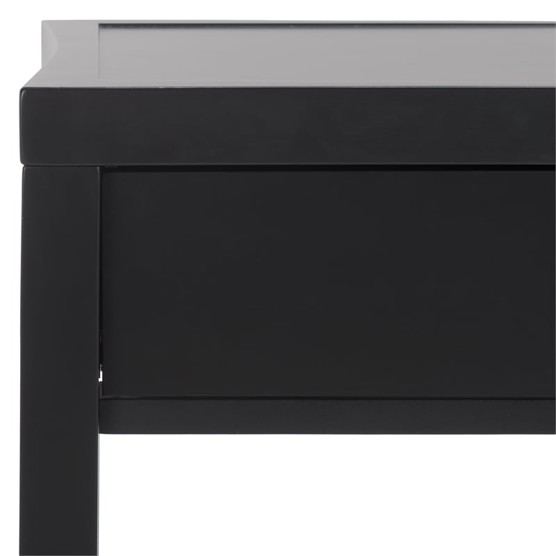 Safavieh Berlynne Wood and Banana Stem Shelf Nightstand in Black / Natural