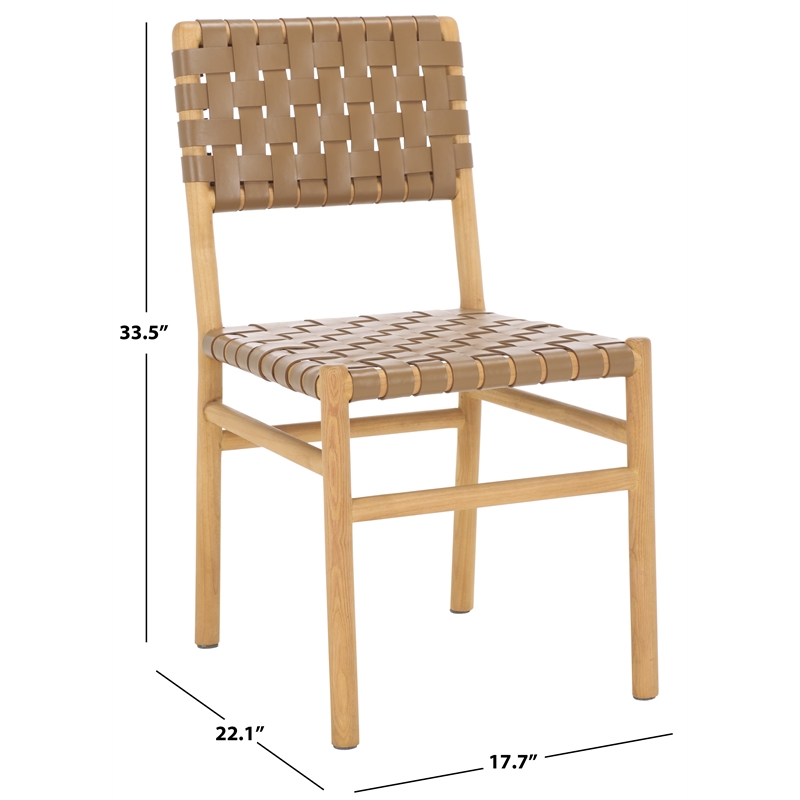 Safavieh Jeremiah Woven Leather Dining Chair in Brown / Natural