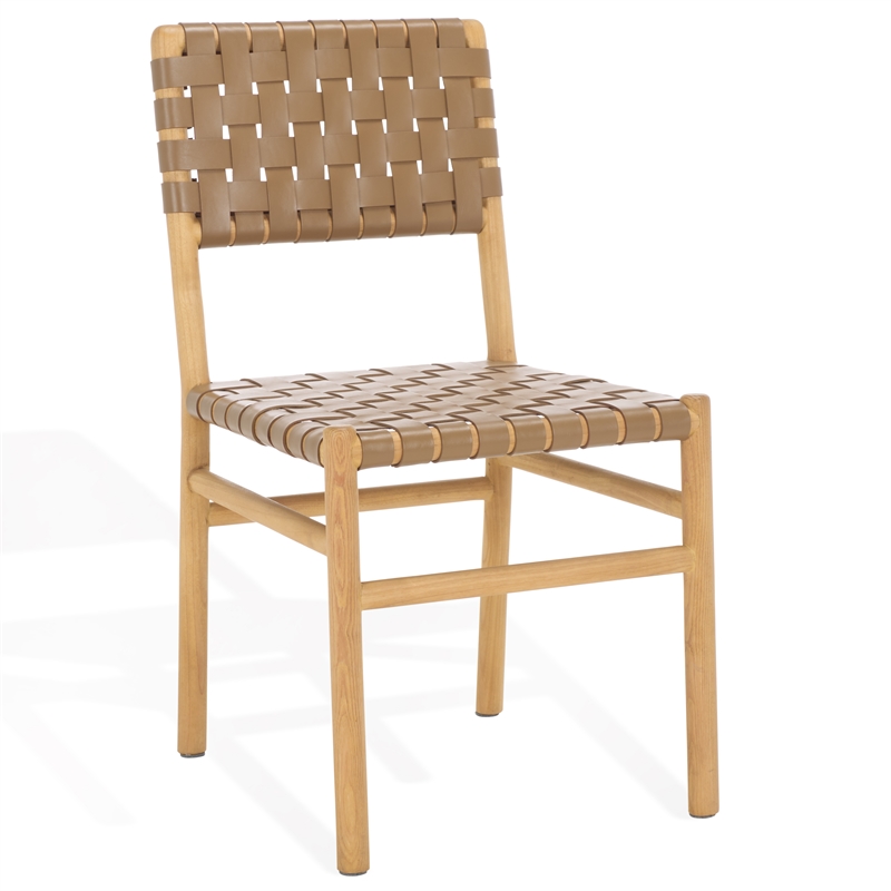 Safavieh Jeremiah Woven Leather Dining Chair in Brown / Natural
