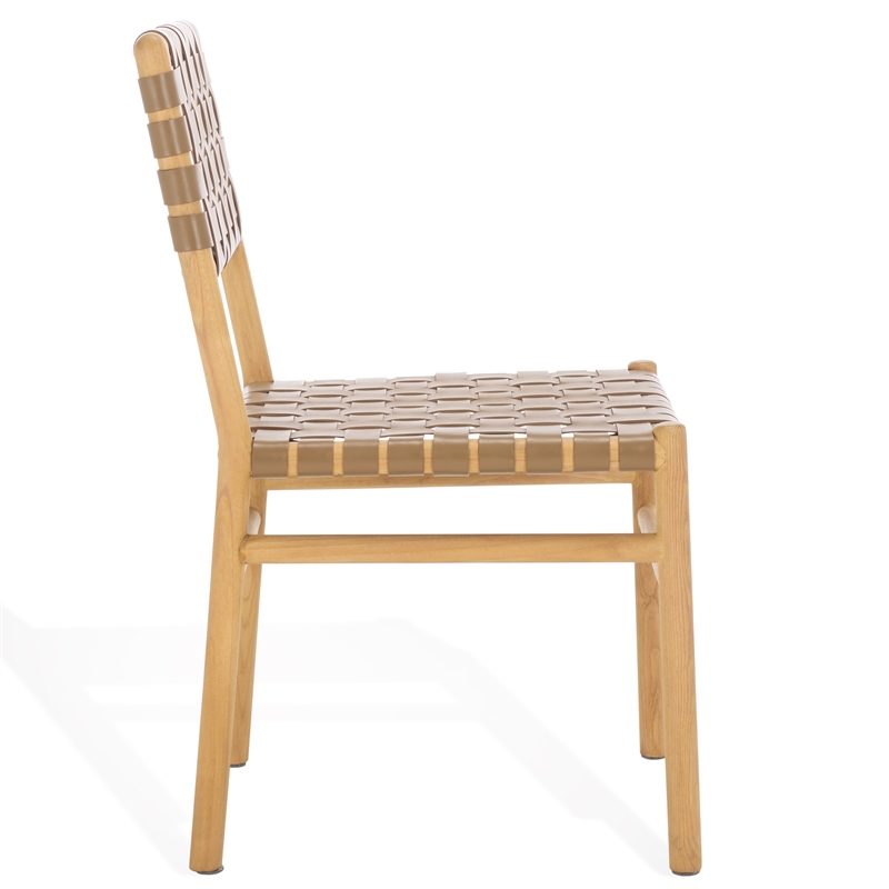 Safavieh Jeremiah Woven Leather Dining Chair in Brown / Natural