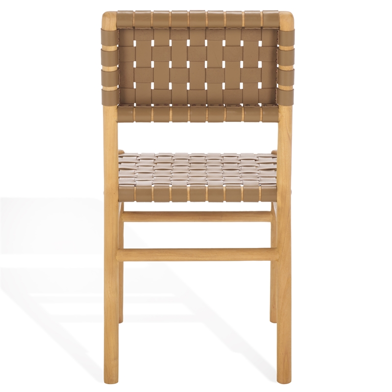 Safavieh Jeremiah Woven Leather Dining Chair in Brown / Natural