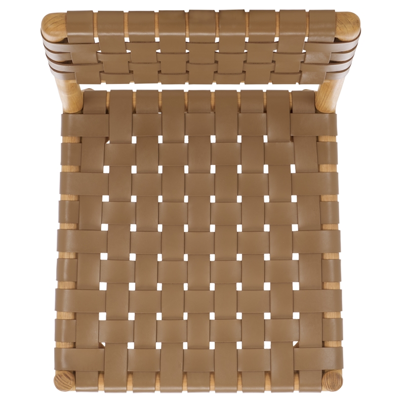 Safavieh Jeremiah Woven Leather Dining Chair in Brown / Natural