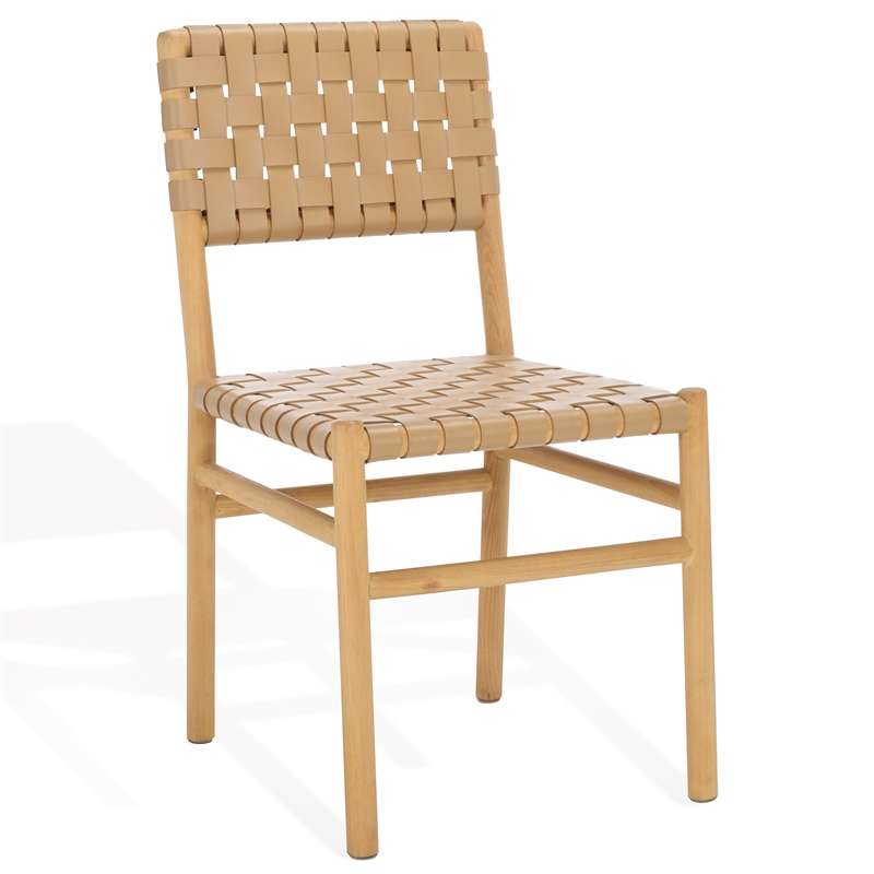 Safavieh Jeremiah Woven Leather Dining Chair in Tan / Natural