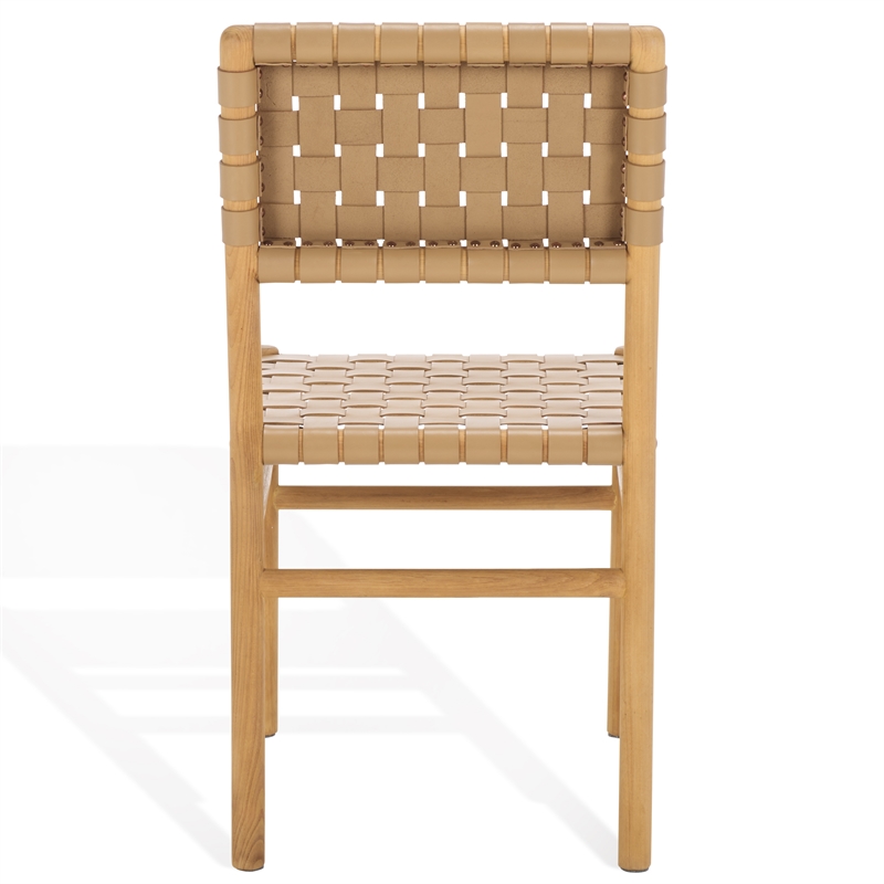 Safavieh Jeremiah Woven Leather Dining Chair in Tan / Natural