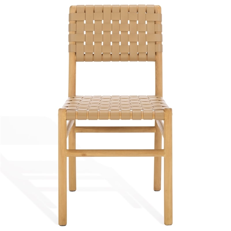 Safavieh Jeremiah Woven Leather Dining Chair in Tan / Natural