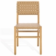 Safavieh Jeremiah Woven Leather Dining Chair in Tan / Natural