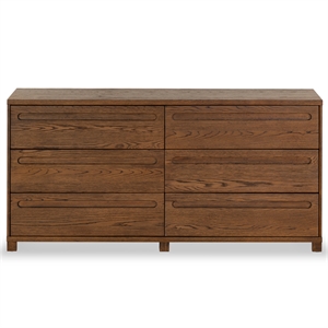 safavieh tobiette 6 drawer solid wood dresser in medium oak