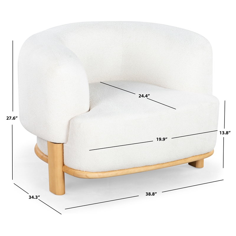 Safavieh Oscar Solid Wood Accent Chair in Ivory / Natural