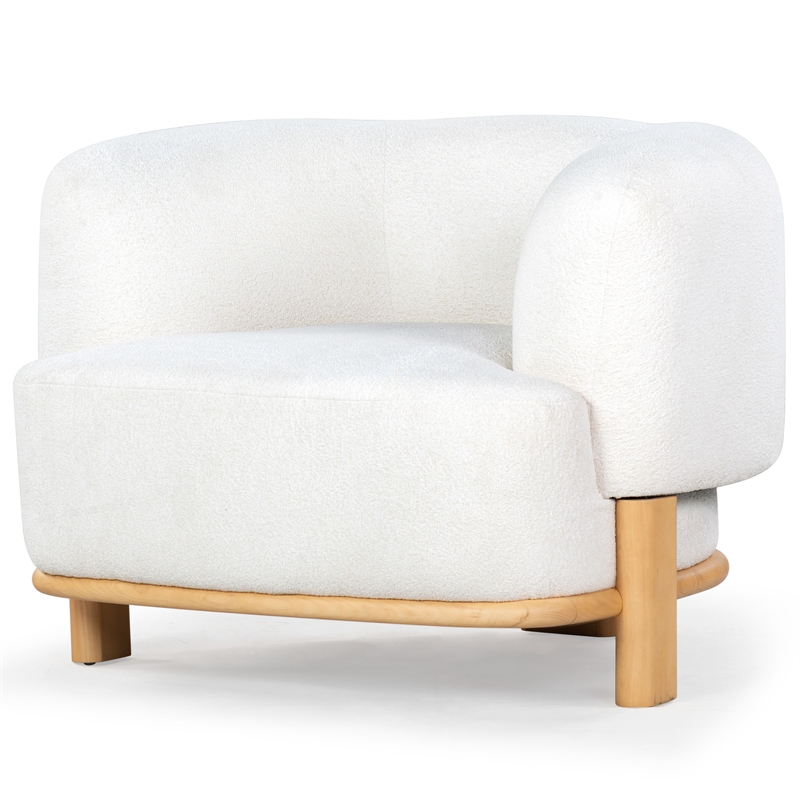 Safavieh Oscar Solid Wood Accent Chair in Ivory / Natural