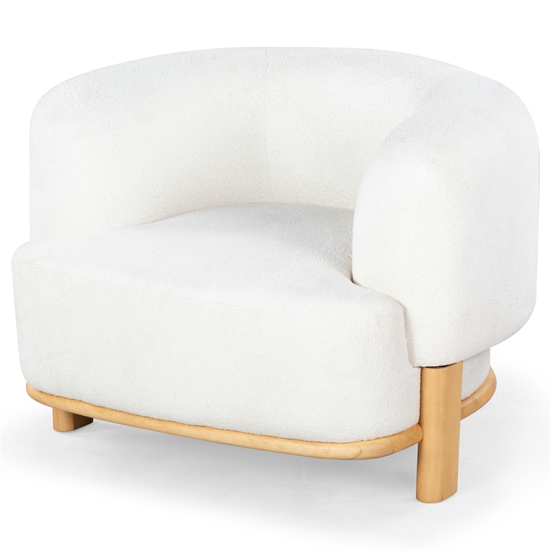 Safavieh Oscar Solid Wood Accent Chair in Ivory / Natural