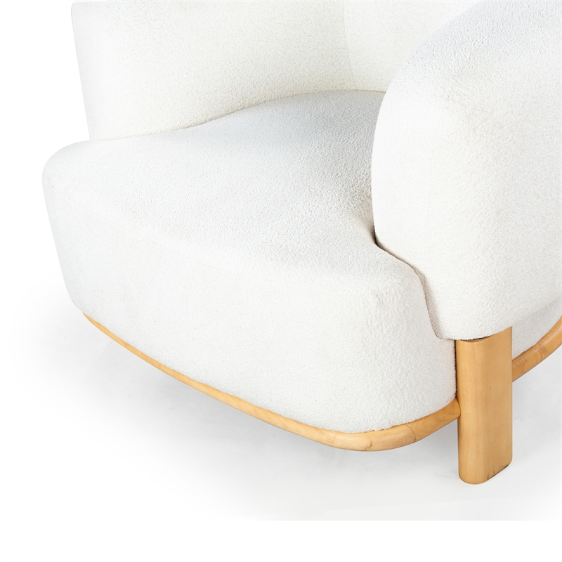 Safavieh Oscar Solid Wood Accent Chair in Ivory / Natural