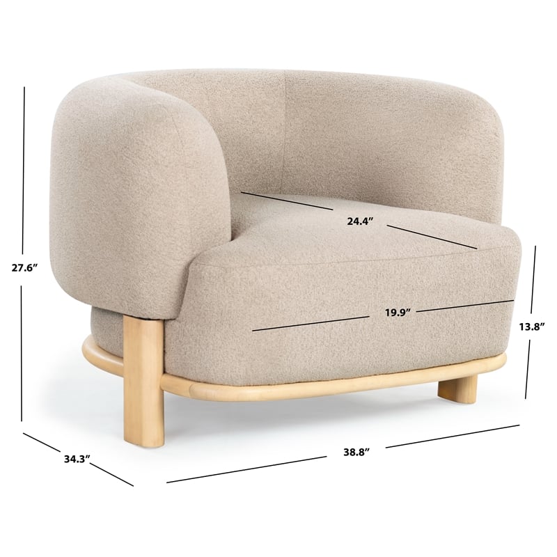 Safavieh Oscar Solid Wood Accent Chair in Light Brown / Natural