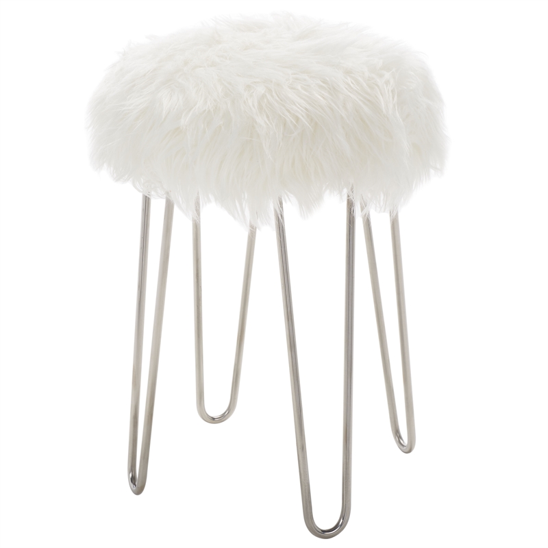 Safavieh Caspian Wood Foot Stool in White / Silver