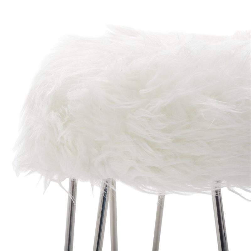 Safavieh Caspian Wood Foot Stool in White / Silver