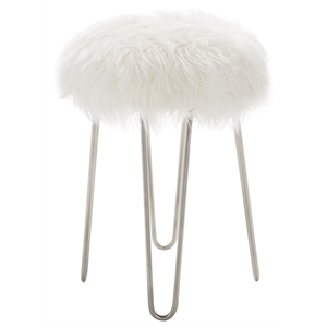 Safavieh Caspian Wood Foot Stool in White / Silver