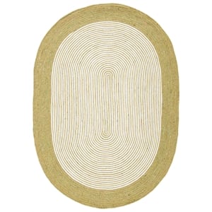Safavieh Braided 7'-0&quot x 10'-0&quot Wool Hand Woven Rug in Green / Ivory