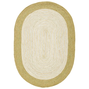 Safavieh Braided 8'-0&quot x 10'-0&quot Wool Hand Woven Rug in Green / Ivory