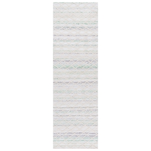Safavieh Abstract 2'-3&quot x 8'-0&quot Wool Hand Tufted Rug in Green / Ivory