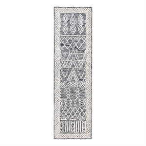 Safavieh Abstract 2'-3&quot x 8'-0&quot Wool Hand Tufted Rug in Ivory / Black