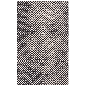 safavieh ebony 5'-0&quot x 8'-0&quot wool and cotton hand tufted rug in black / ivory