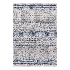 Safavieh Jericho Shag 2'-2&quot x 4'-0&quot Polyester Power Loomed Rug in Navy / Ivory