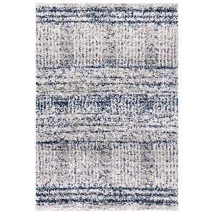 Safavieh Jericho Shag 4'-0&quot x 6'-0&quot Polyester Power Loomed Rug in Navy / Ivory