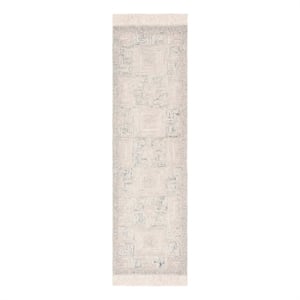 Safavieh Ikat 2'-3&quot x 8'-0&quot Wool Hand Tufted Rug in Ivory / Gray