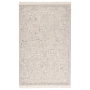 Safavieh Ikat 5'-0&quot x 8'-0&quot Wool Hand Tufted Rug in Ivory / Gray