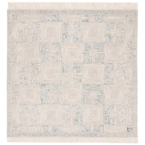 Safavieh Ikat 6'-0&quot x 6'-0&quot Wool Hand Tufted Rug in Ivory / Gray