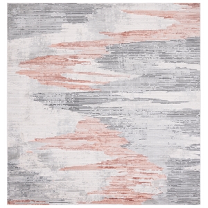 Safavieh Invista 6'-7&quot x 6'-7&quot Polyester Power Loomed Rug in Light Gray / Rust