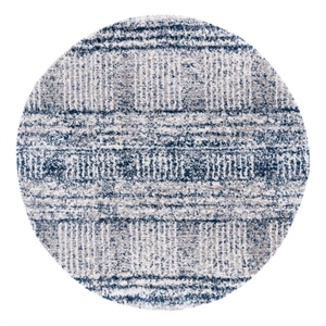 Safavieh Jericho Shag 5'-3&quot x 5'-3&quot Polyester Power Loomed Rug in Navy / Ivory