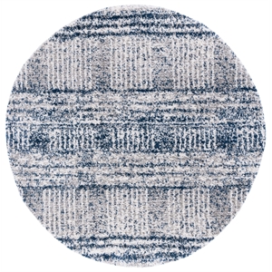 Safavieh Jericho Shag 6'-7&quot x 6'-7&quot Polyester Power Loomed Rug in Navy / Ivory