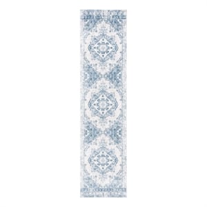 Safavieh Layla 2'-2&quot x 9'-0&quot Polypropylene Power Loomed Rug in Ivory / Gray/Blue