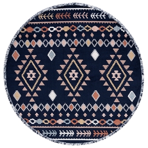 Safavieh Marrakesh 6'-7&quot x 6'-7&quot Polyester Power Loomed Rug in Navy /Multi-Color