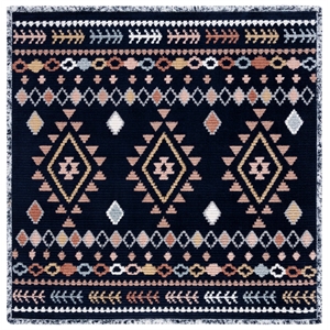 Safavieh Marrakesh 6'-7&quot x 6'-7&quot Polyester Power Loomed Rug in Navy /Multi-Color