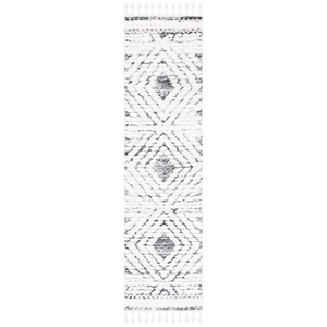 Safavieh Moroccan Tassel Shag2'-3&quotx12'-0&quotPolypropylenePowerLoomedRuginIvory/Gray