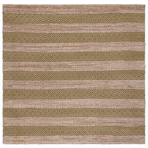 Safavieh Natural Fiber 6'-6&quot x 6'-6&quot Jute Flat Weave Rug in Green / Natural