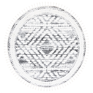 Safavieh Moroccan Tassel Shag 6'-7&quotx6'-7&quotPolypropylenePowerLoomedRuginIvory/Gray