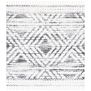Safavieh Moroccan Tassel Shag 6'-7&quotx6'-7&quotPolypropylenePowerLoomedRuginIvory/Gray