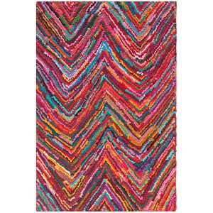 Safavieh Nantucket 2'-0&quot x 3'-0&quot Cotton Hand Tufted Rug in Pink / Multi-Color
