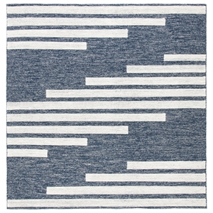 Safavieh Striped Kilim 7'-0&quot x 7'-0&quot Cotton Hand Woven Rug in Navy / Ivory