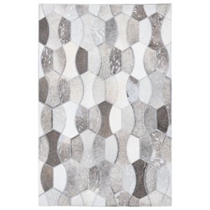 Safavieh Studio Leather 3'-0&quot x 5'-0&quot  Flat Weave Rug in Ivory / Gray