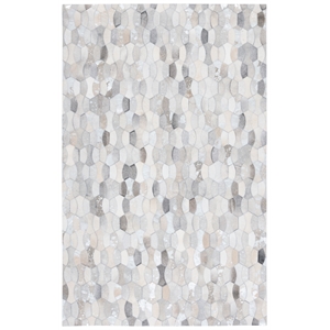 Safavieh Studio Leather 4'-0&quot x 6'-0&quot  Flat Weave Rug in Ivory / Gray