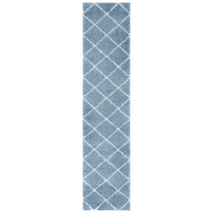 Safavieh Tahoe Shag 2'-0&quot x 9'-0&quot Jute Power Loomed Rug in Blue / White